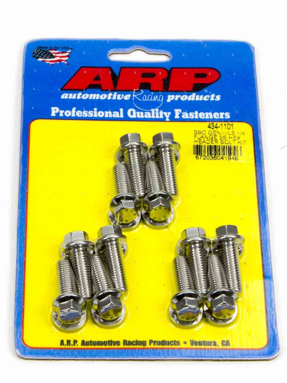 Auto Racing Products 434-1101 S/S Header Bolt Kit - 6pt. GM LS Auto Racing Products 434-1101