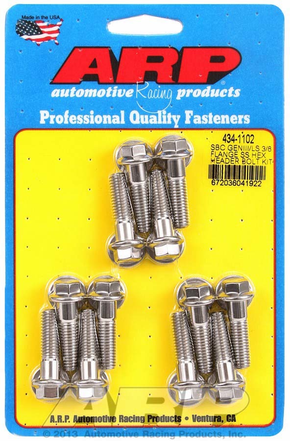 Auto Racing Products 434-1102 S/S Header Bolt Kit - 6pt. GM LS Auto Racing Products 434-1102