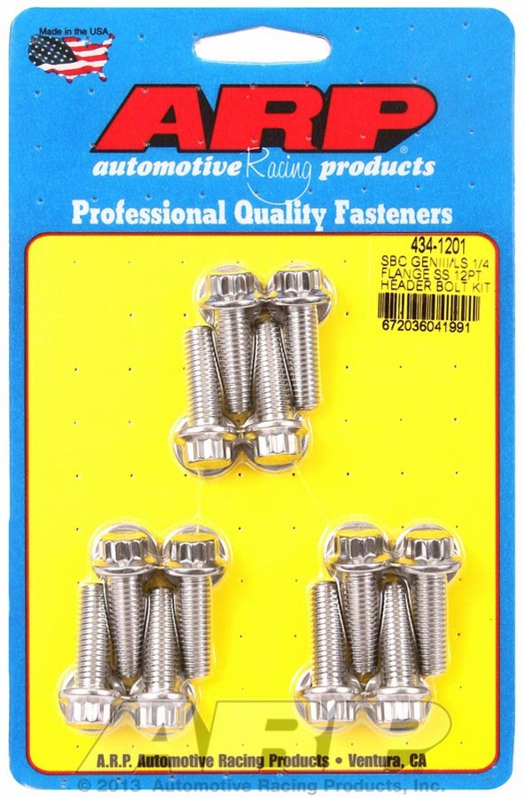 Auto Racing Products 434-1201 S/S Header Bolt Kit - 12pt. GM LS Auto Racing Products 434-1201