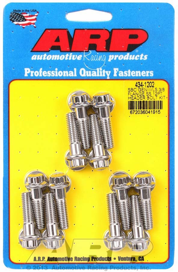 Auto Racing Products 434-1202 S/S Header Bolt Kit - 12pt. GM LS Auto Racing Products 434-1202
