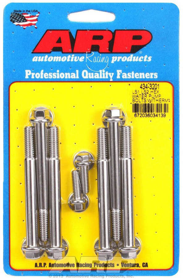 Auto Racing Products 434-3201 S/S W/P & Thermostat Hsg Bolt Kit - 6pt. LS1/LS2 Auto Racing Products 434-3201