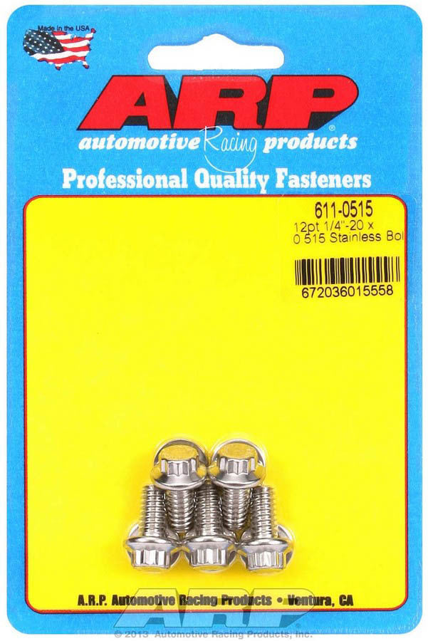 Auto Racing Products 611-0515 S/S Bolt Kit - 12pt. (5) 1/4-20 x .515 Auto Racing Products 611-0515
