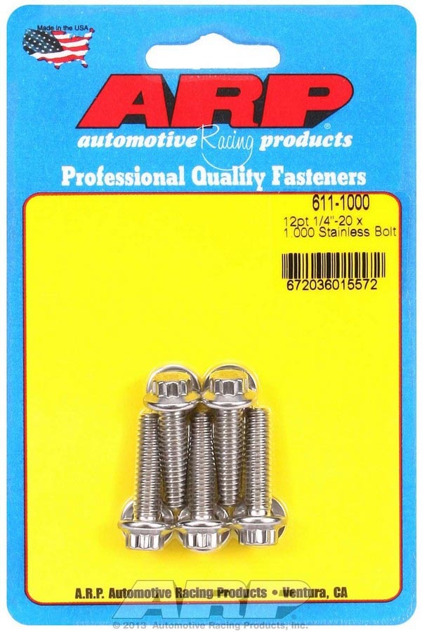 Auto Racing Products 611-1000 S/S Bolt Kit - 12pt. (5) 1/4-20 x 1.000 Auto Racing Products 611-1000