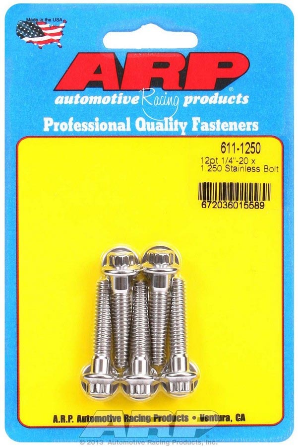 Auto Racing Products 611-1250 S/S Bolt Kit - 12pt. (5) 1/4-20 x 1.250 Auto Racing Products 611-1250