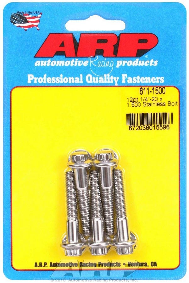 Auto Racing Products 611-1500 S/S Bolt Kit - 12pt. (5) 1/4-20 x 1.500 Auto Racing Products 611-1500