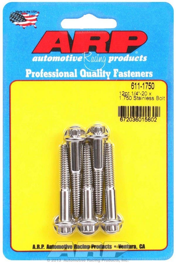 Auto Racing Products 611-1750 S/S Bolt Kit - 12pt. (5) 1/4-20 x 1.750 Auto Racing Products 611-1750