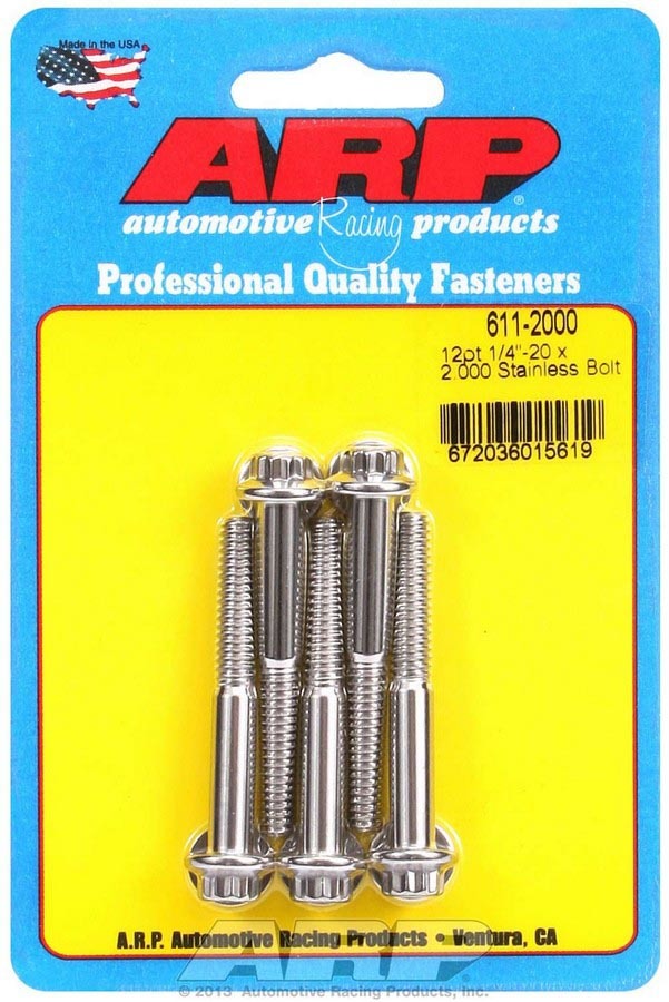 Auto Racing Products 611-2000 S/S Bolt Kit - 12pt. (5) 1/4-20 x 2.000 Auto Racing Products 611-2000