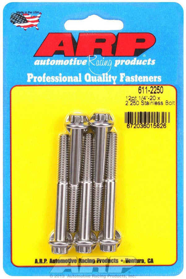Auto Racing Products 611-2250 S/S Bolt Kit - 12pt. (5) 1/4-20 x 2.250 Auto Racing Products 611-2250