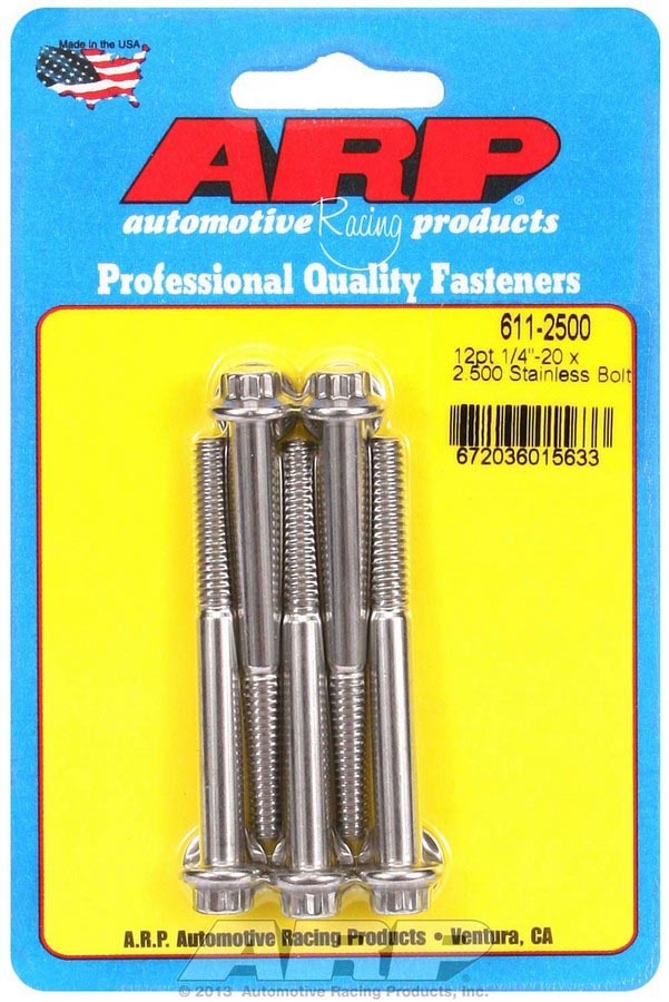 Auto Racing Products 611-2500 S/S Bolt Kit - 12pt. (5) 1/4-20 x 2.500 Auto Racing Products 611-2500