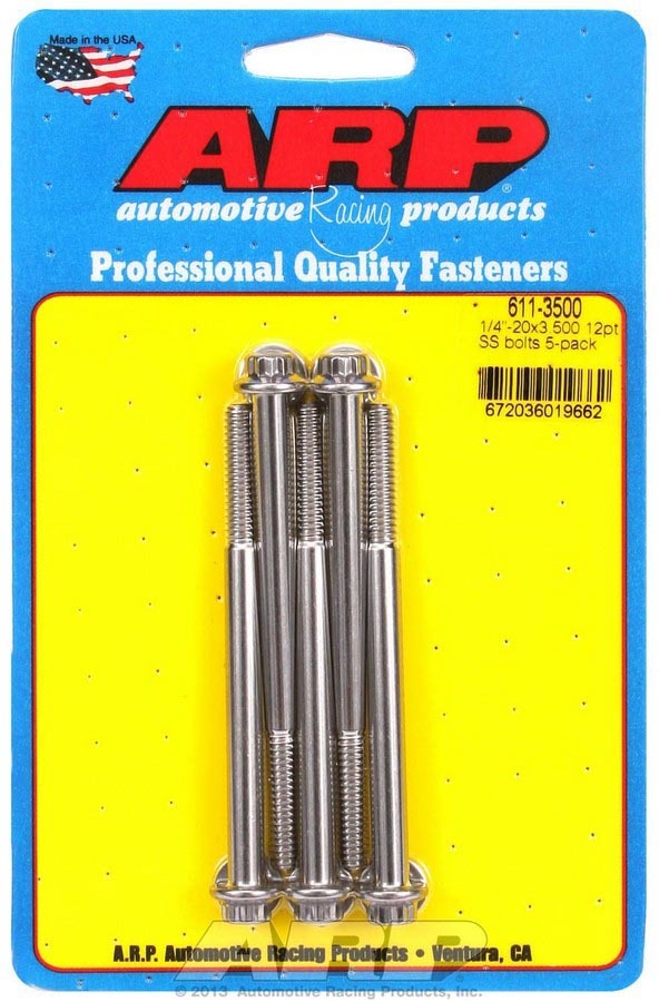 Auto Racing Products 611-3500 S/S Bolt Kit - 12pt. (5) 1/4-20 x 3.500 Auto Racing Products 611-3500