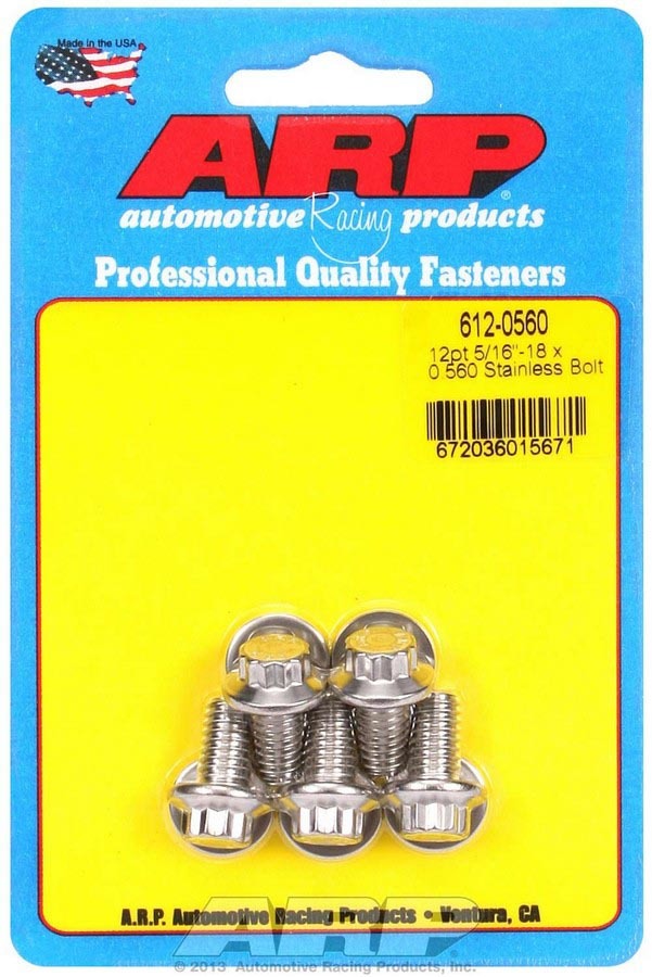 Auto Racing Products 612-0560 S/S Bolt Kit - 12pt. (5) 5/16-18 x .560 Auto Racing Products 612-0560