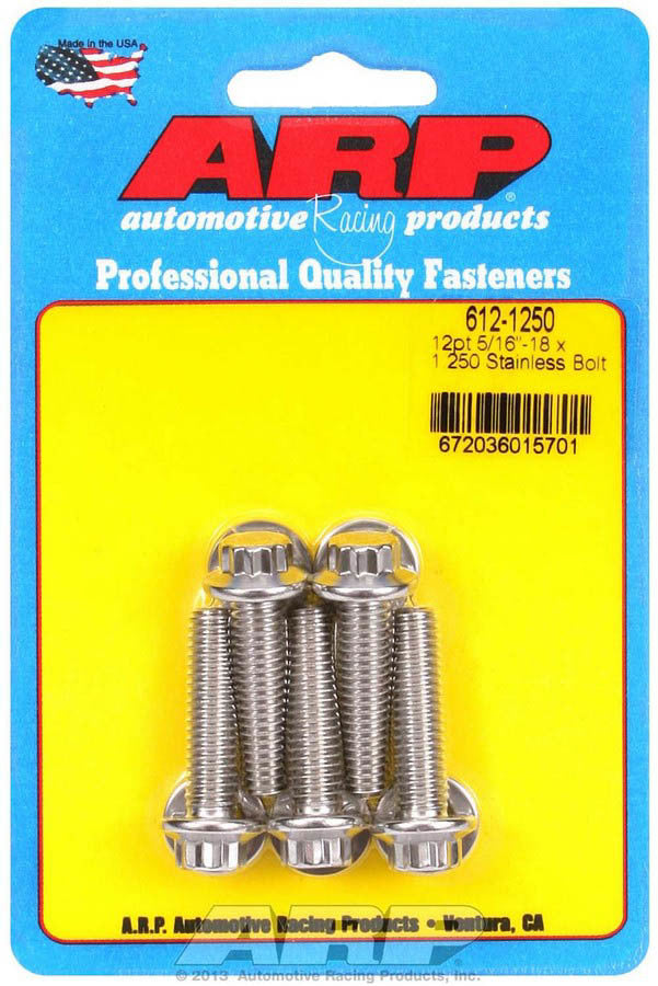Auto Racing Products 612-1250 S/S Bolt Kit - 12pt. (5) 5/16-18 x 1.250 Auto Racing Products 612-1250