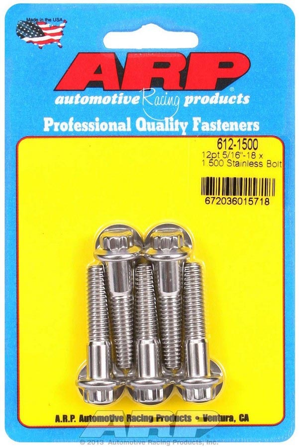 Auto Racing Products 612-1500 S/S Bolt Kit - 12pt. (5) 5/16-18 x 1.500 Auto Racing Products 612-1500