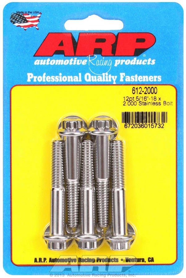 Auto Racing Products 612-2000 S/S Bolt Kit - 12pt. (5) 5/16-18 x 2.000 Auto Racing Products 612-2000