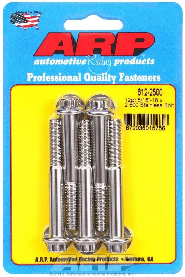 Auto Racing Products 612-2500 S/S Bolt Kit - 12pt. (5) 5/16-18 x 2.500 Auto Racing Products 612-2500