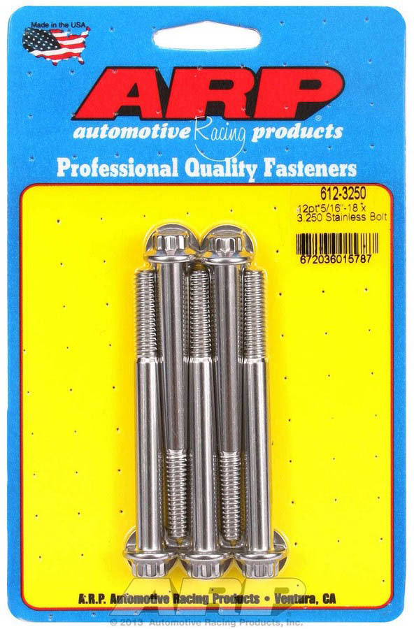 Auto Racing Products 612-3250 S/S Bolt Kit - 12pt. (5) 5/16-18 x 3.250 Auto Racing Products 612-3250
