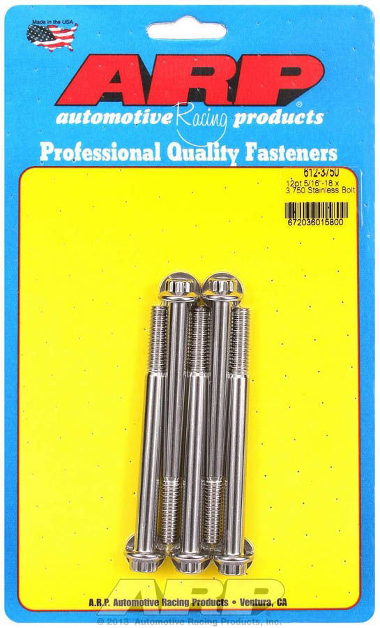 Auto Racing Products 612-3750 S/S Bolt Kit - 12pt. (5) 5/16-18 x 3.750 Auto Racing Products 612-3750