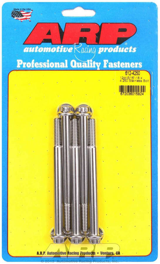 Auto Racing Products 612-4250 S/S Bolt Kit - 12pt. (5) 5/16-18 x 4.250 Auto Racing Products 612-4250
