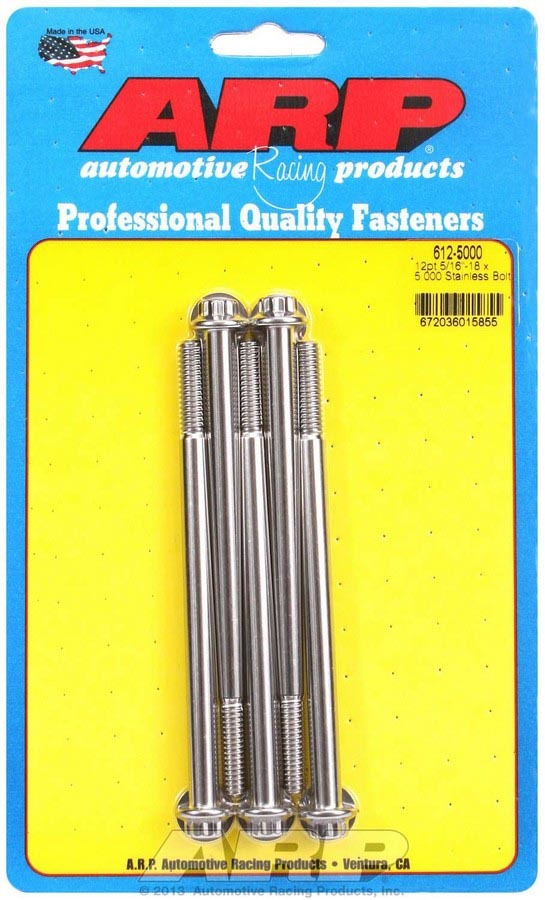 Auto Racing Products 612-5000 S/S Bolt Kit - 12pt. (5) 5/16-18 x 5.000 Auto Racing Products 612-5000