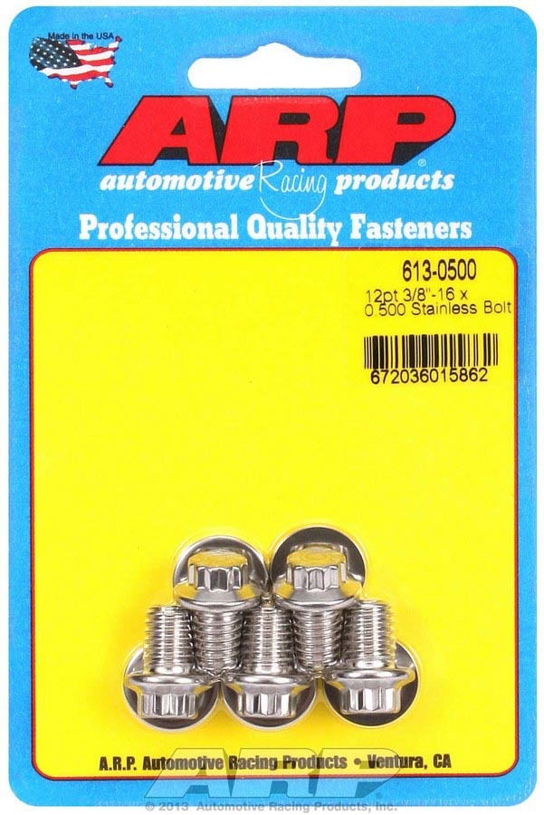 Auto Racing Products 613-0500 S/S Bolt Kit - 12pt. (5) 3/8-16 x .500 Auto Racing Products 613-0500