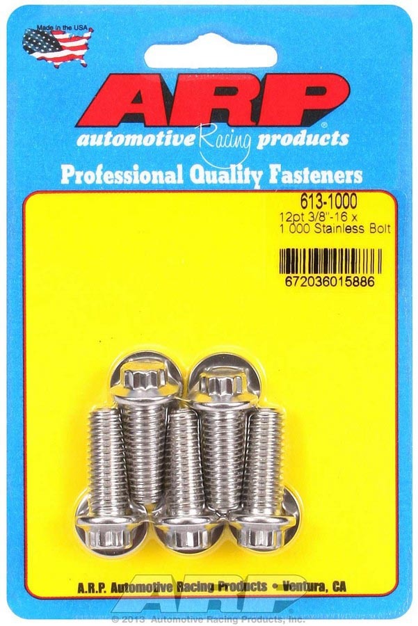 Auto Racing Products 613-1000 S/S Bolt Kit - 12pt. (5) 3/8-16 x 1.000 Auto Racing Products 613-1000
