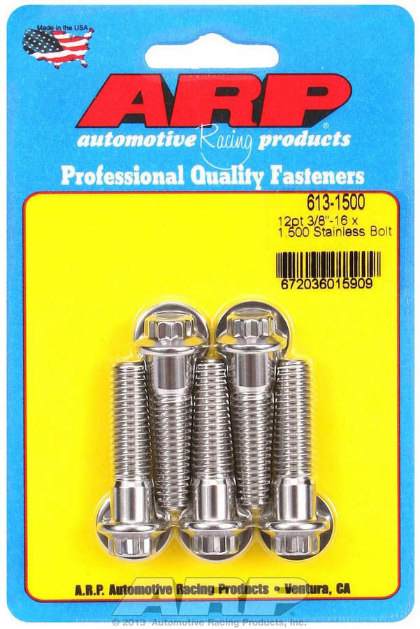 Auto Racing Products 613-1500 S/S Bolt Kit - 12pt. (5) 3/8-16 x 1.500 Auto Racing Products 613-1500