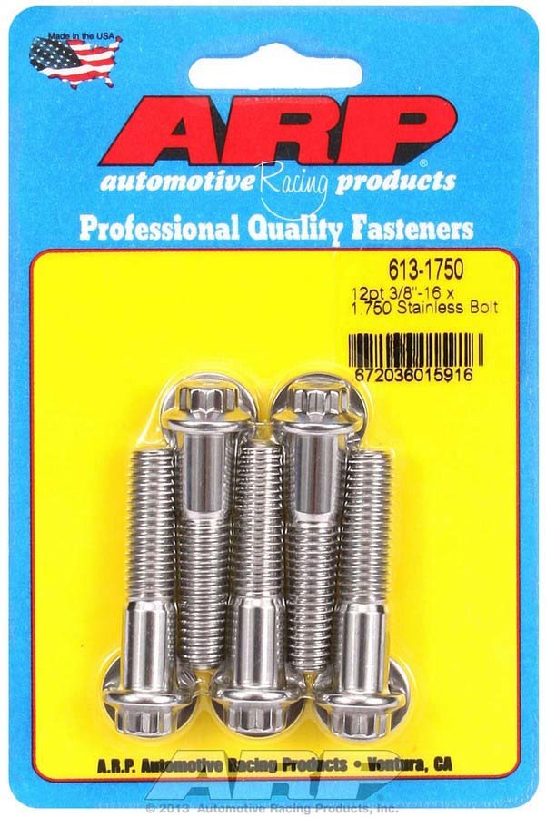 Auto Racing Products 613-1750 S/S Bolt Kit - 12pt. (5) 3/8-16 x 1.750 Auto Racing Products 613-1750