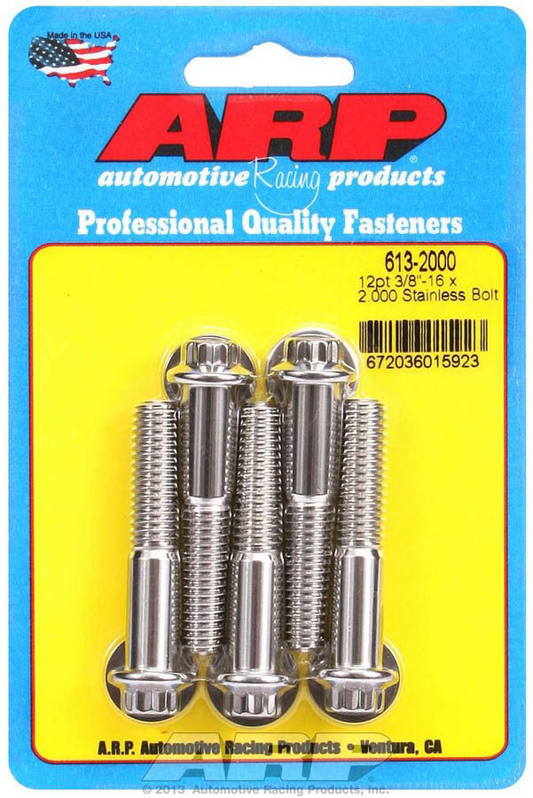 Auto Racing Products 613-2000 S/S Bolt Kit - 12pt. (5) 3/8-16 x 2.000 Auto Racing Products 613-2000