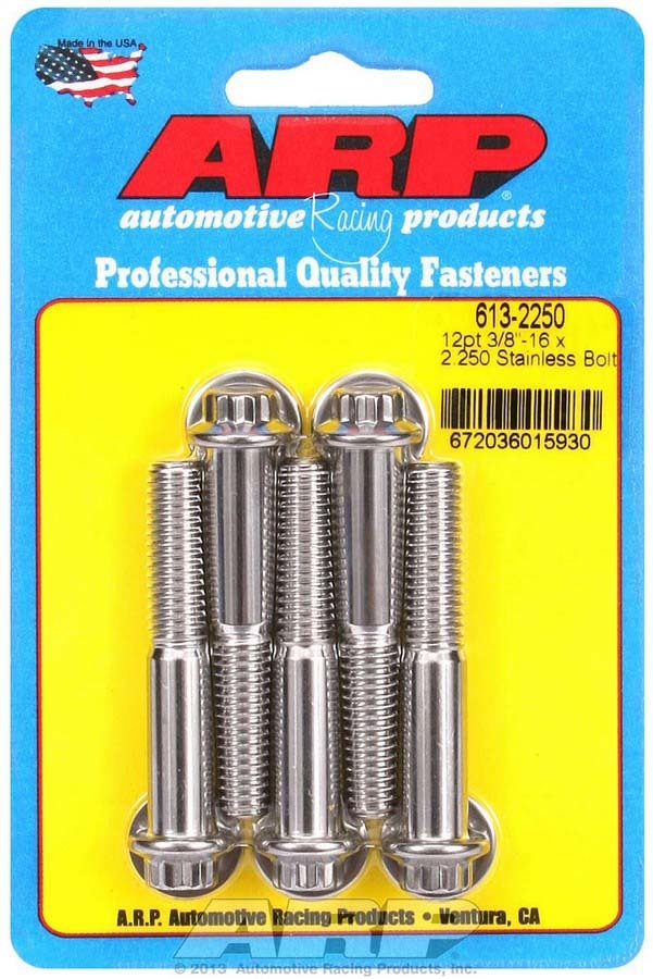 Auto Racing Products 613-2250 S/S Bolt Kit - 12pt. (5) 3/8-16 x 2.250 Auto Racing Products 613-2250