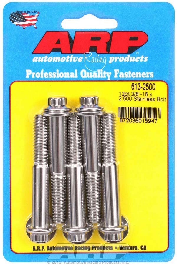 Auto Racing Products 613-2500 S/S Bolt Kit - 12pt. (5) 3/8-16 x 2.500 Auto Racing Products 613-2500