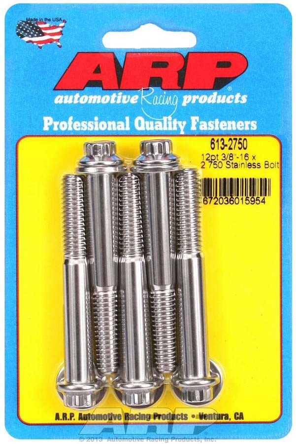 Auto Racing Products 613-2750 S/S Bolt Kit - 12pt. (5) 3/8-16 x 2.750 Auto Racing Products 613-2750
