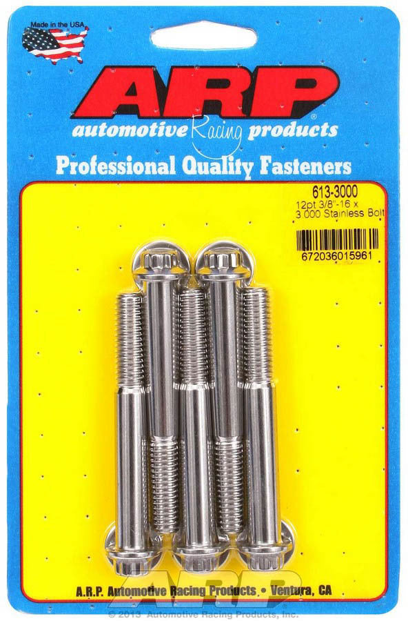Auto Racing Products 613-3000 S/S Bolt Kit - 12pt. (5) 3/8-16 x 3.000 Auto Racing Products 613-3000