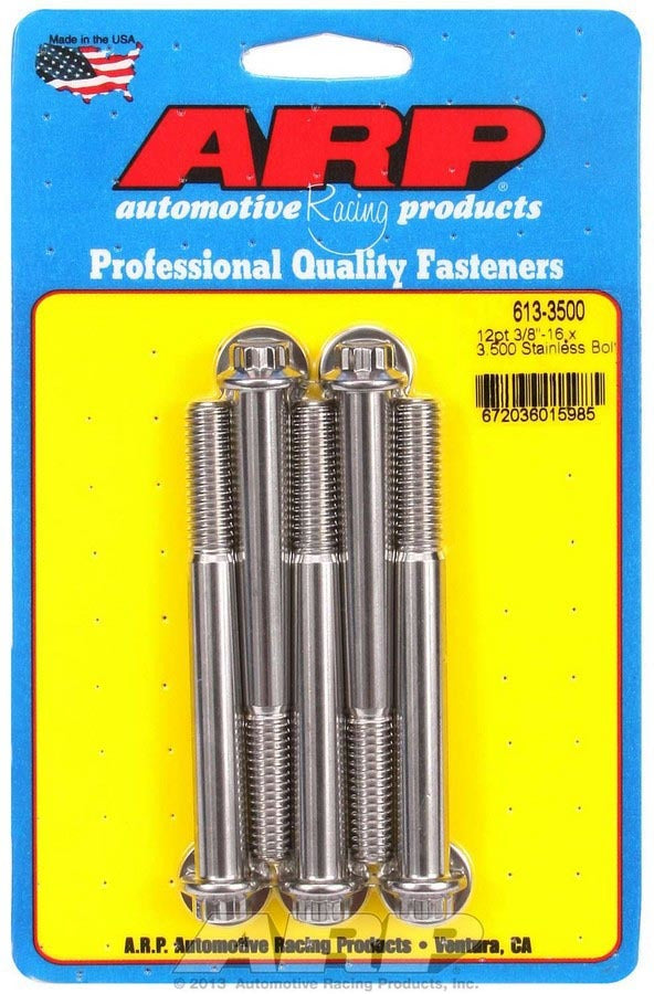 Auto Racing Products 613-3500 S/S Bolt Kit - 12pt. (5) 3/8-16 x 3.500 Auto Racing Products 613-3500