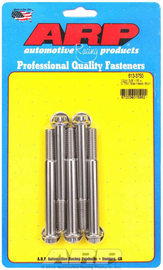 Auto Racing Products 613-3750 S/S Bolt Kit - 12pt. (5) 3/8-16 x 3.750 Auto Racing Products 613-3750