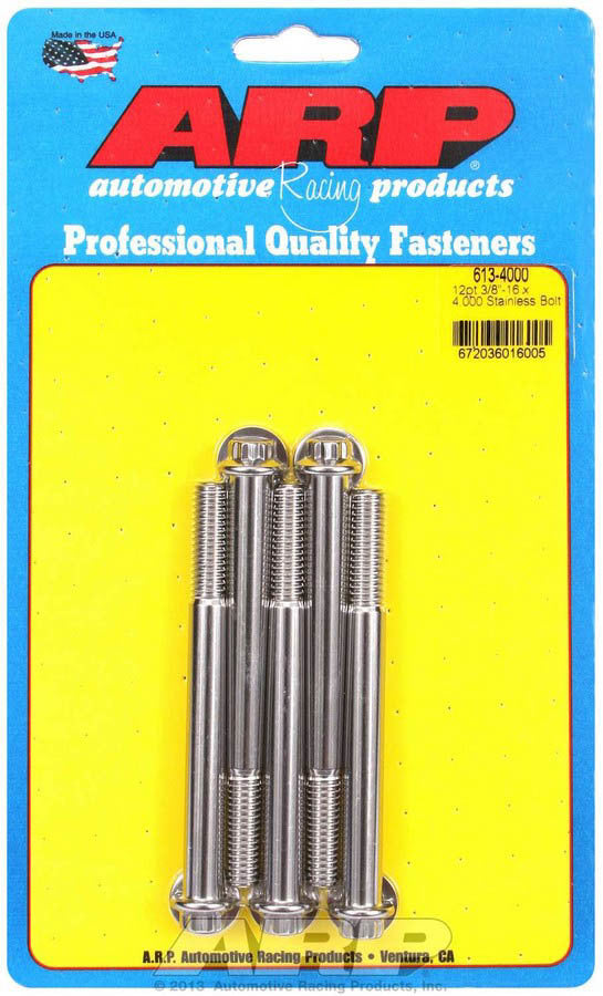 Auto Racing Products 613-4000 S/S Bolt Kit - 12pt. (5) 3/8-16 x 4.000 Auto Racing Products 613-4000