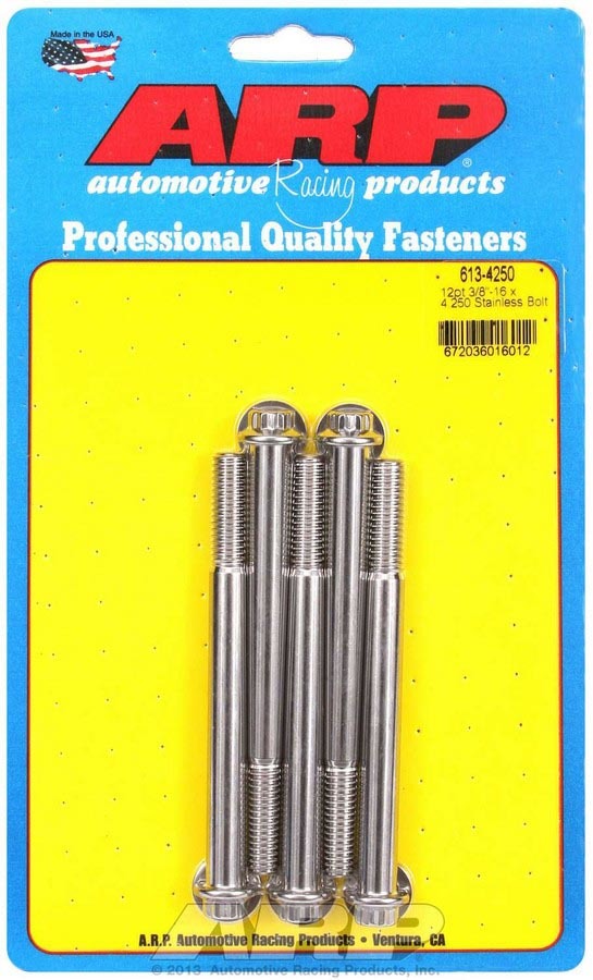 Auto Racing Products 613-4250 S/S Bolt Kit - 12pt. (5) 3/8-16 x 4.250 Auto Racing Products 613-4250