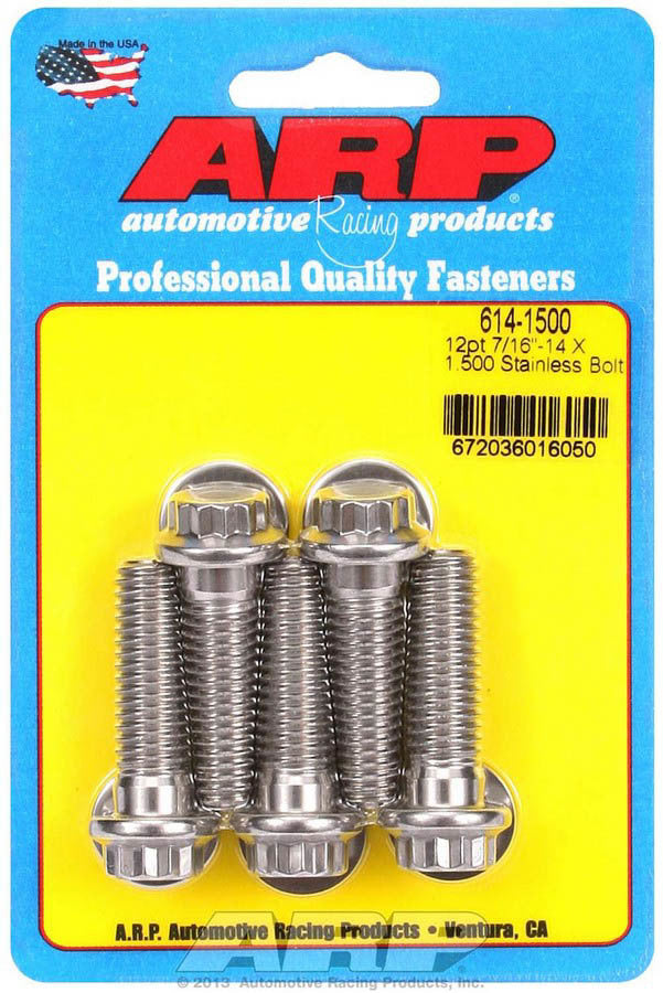 Auto Racing Products 614-1500 S/S Bolt Kit - 12pt. (5) 7/16-24 x 1.500 Auto Racing Products 614-1500