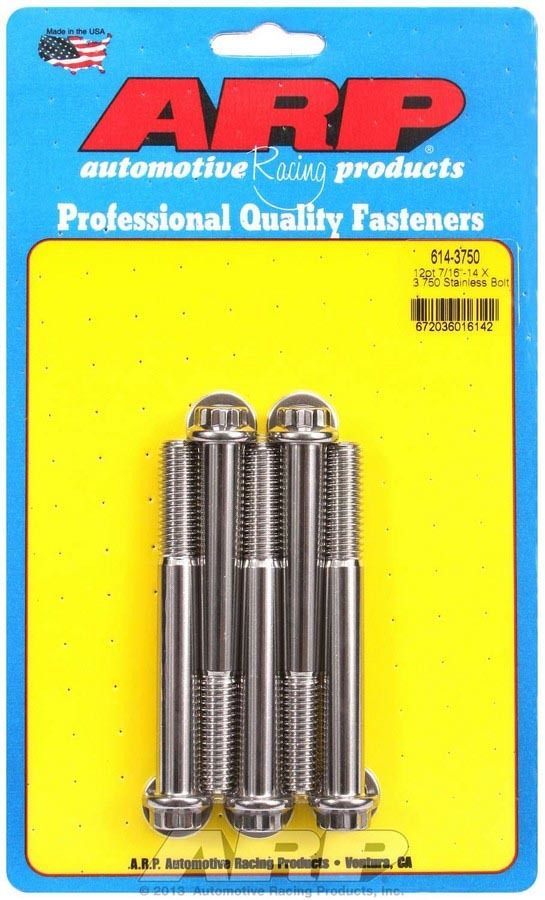 Auto Racing Products 614-3750 S/S Bolt Kit - 12pt. (5) 7/16-14 x 3.750 Auto Racing Products 614-3750