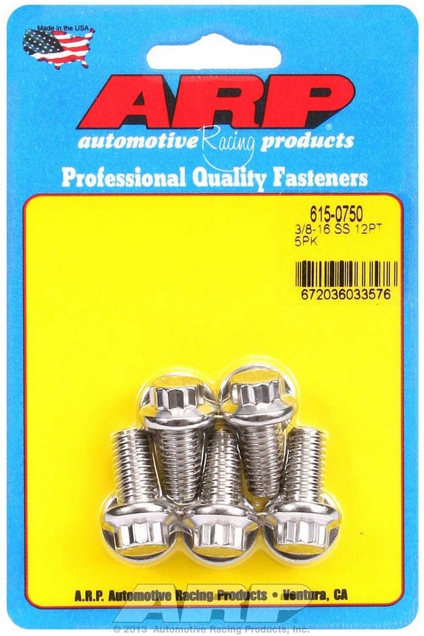 Auto Racing Products 615-0750 S/S Bolt Kit - 12pt. (5) 3/8-16 x 0.750 Auto Racing Products 615-0750