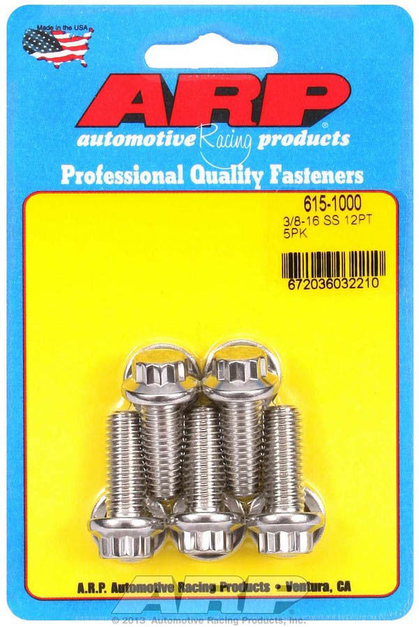 Auto Racing Products 615-1000 S/S Bolt Kit - 12pt. (5) 3/8-16 x 1.000 Auto Racing Products 615-1000