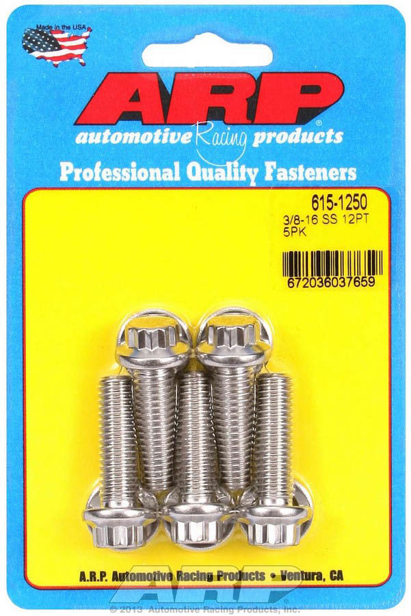Auto Racing Products 615-1250 S/S Bolt Kit - 12pt. (5) 3/8-16 x 1.250 Auto Racing Products 615-1250