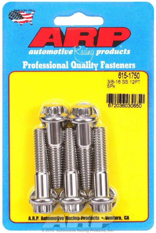 Auto Racing Products 615-1750 S/S Bolt Kit - 12pt. (5) 3/8-16 x 1.750 Auto Racing Products 615-1750
