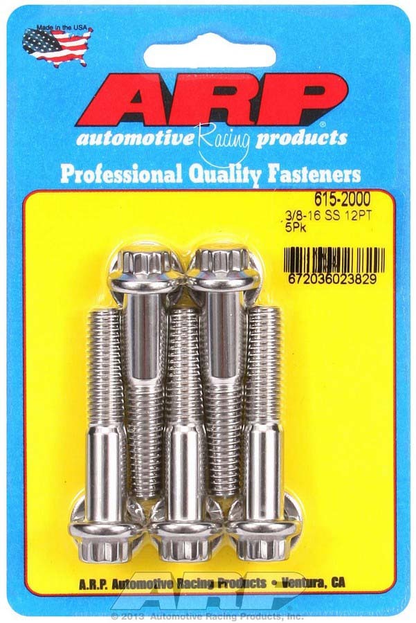 Auto Racing Products 615-2000 S/S Bolt Kit - 12pt. (5) 3/8-16 x 2.000 Auto Racing Products 615-2000