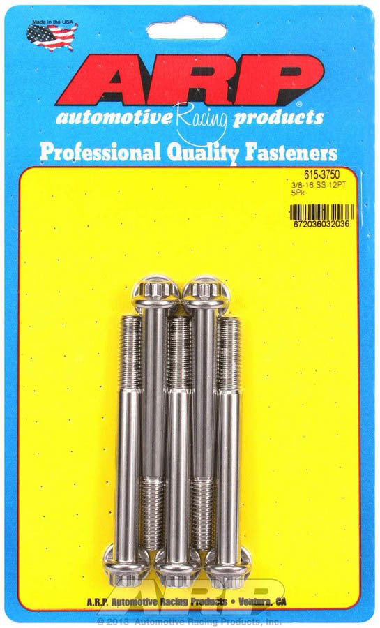 Auto Racing Products 615-3750 S/S Bolt Kit - 12pt. (5) 3/8-16 x 3.750 Auto Racing Products 615-3750