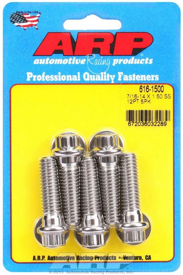 Auto Racing Products 616-1500 S/S Bolt Kit - 12pt. (5) 7/16-14 x 1.500 Auto Racing Products 616-1500