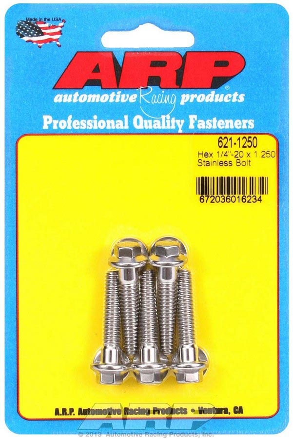 Auto Racing Products 621-1250 S/S Bolt Kit - 6pt. (5) 1/4-20 x 1.250 Auto Racing Products 621-1250