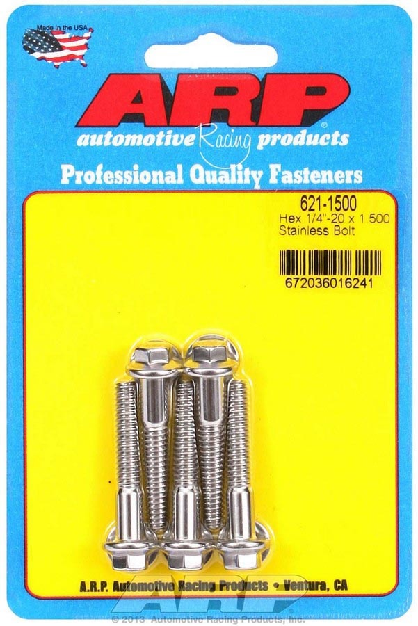 Auto Racing Products 621-1500 S/S Bolt Kit - 6pt. (5) 1/4-20 x 1.500 Auto Racing Products 621-1500