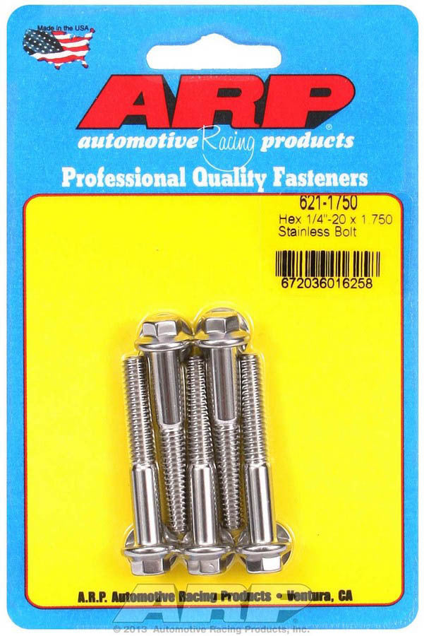 Auto Racing Products 621-1750 S/S Bolt Kit - 6pt. (5) 1/4-20 x 1.750 Auto Racing Products 621-1750