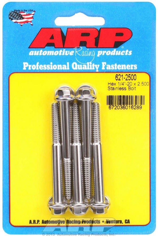 Auto Racing Products 621-2500 S/S Bolt Kit - 6pt. (5) 1/4-20 x 2.500 Auto Racing Products 621-2500