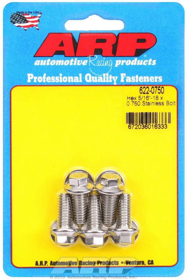 Auto Racing Products 622-0750 S/S Bolt Kit - 6pt. (5) 5/16-18 x .750 Auto Racing Products 622-0750